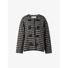 Malina Womens Lou Round-neck Relaxed-fit Checked Wool-blend Jacket Black Checks In Black Checks