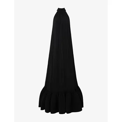 Malina Womens Lykke Ruffled-hem Woven Maxi Dress Black