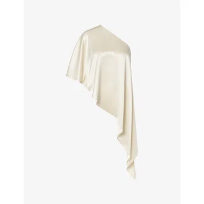 Malina Womens  Aria Asymmetric Relaxed-fit Satin Blouse In Neutral