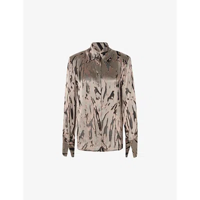 Malina Womens  Awa High-neck Satin Blouse In Dusk