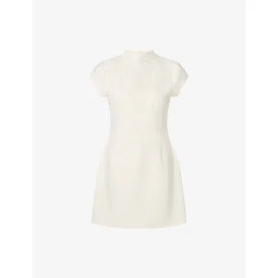 Malina Womens Vanilla Bethanny Floral-embroidered Woven Mini Dress In White