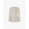 Malina Womens Sand Carol Round-neck Linen Blazer In Gray