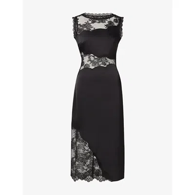 Malina Womens  Desire Lace-panel Woven Midi Dress In Black