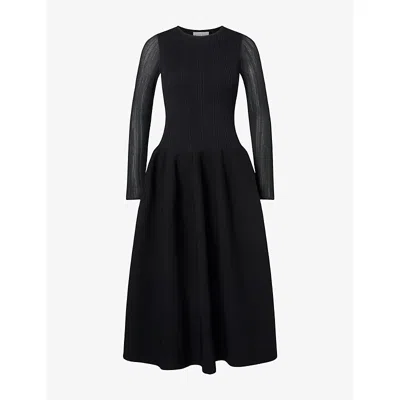 Malina Womens  Elona Voluminous-skirt Knitted Midi Dress In Black