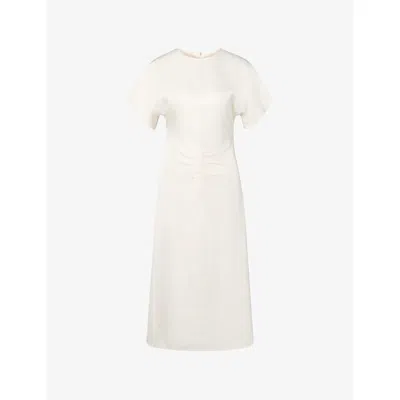 Malina Womens Vanilla Linda Gathered-waist Satin Midi Dress In White