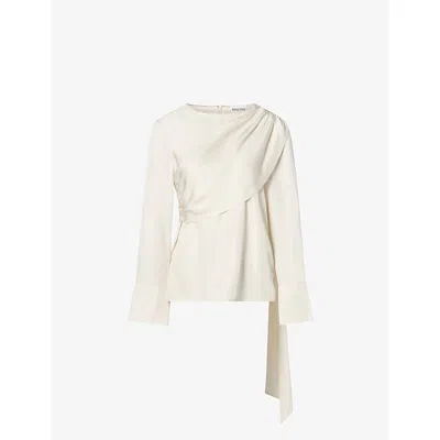 Malina Womens Vanilla Melandy Draped Satin Blouse In Pattern