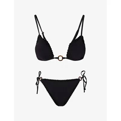 Malina Womens Black Roselyn Triangle-cup Bikini Top