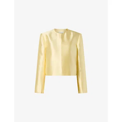 Malina Womens Light Lemon Ruthie Cropped Bouclé Blazer In Yellow