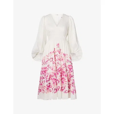 Malina Womens Tulip Pink Sasia V-neck Lyocell-blend Midi Dress