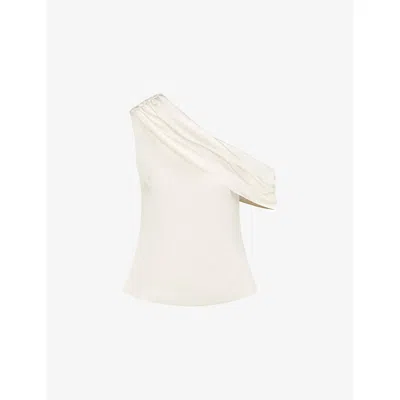 Malina Womens Vanilla Seleah Asymmetrical Satin Top In Neutral
