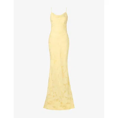 Malina Womens Light Lemon Sorelle Floral Lace Maxi Dress In Yellow