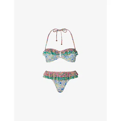 Malina Womens Multi Ditsy Coraline Low-rise Bikini Bottoms Xs