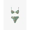 Malina Womens Ocean Corals Tovere Floral-print Draped Bikini Top