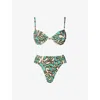 Malina Womens Ocean Corals Tovere High-rise Bikini Bottoms Xs In Green