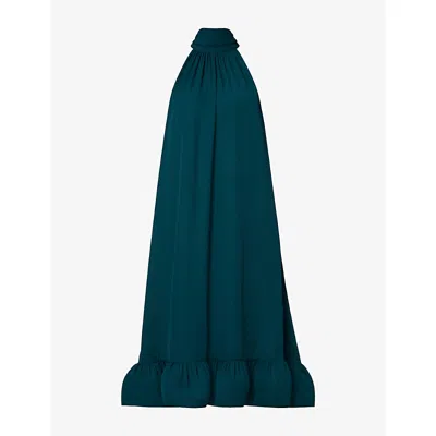 Malina Womens Sabrina Ruffled-hem Woven Midi Dress Teal