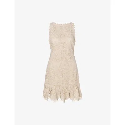Malina Womens Sand Miranda Sleeveless Lace Mini Dress In Neutral