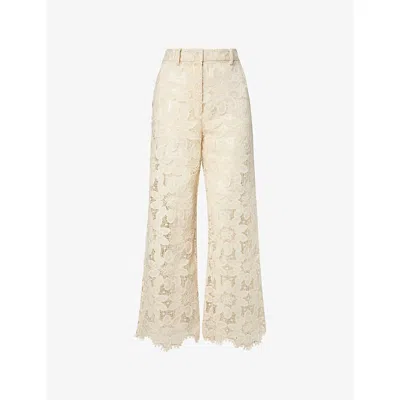 Malina Womens Sand Natalina Straight-leg Guipure-lace Trousers In Neutral