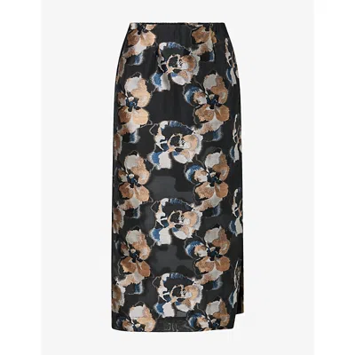 Malina Womens Sanna Floral-jacquard Woven Midi Skirt Dark Blooms