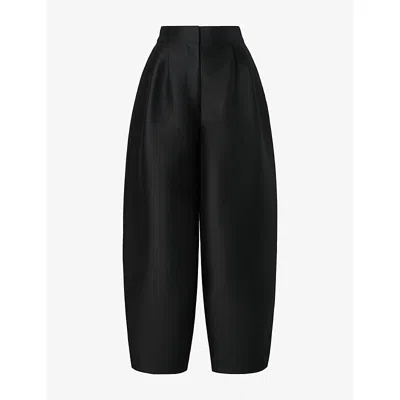 Malina Womens Smilla Barrel-leg Wool-silk Trousers Black