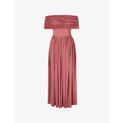 Malina Womens  Ariel Off-shoulder Jersey Midi Dress In Terracotta