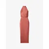 Malina Womens Terracotta Solange Open-back Halterneck Woven Midi Dress In Terracotta