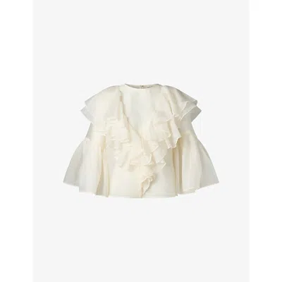 Malina Womens Alexia Frilled Organza Blouse Vanilla