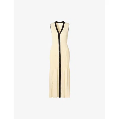 Malina Womens Vanilla Portia Button-front Knitted Midi Dress