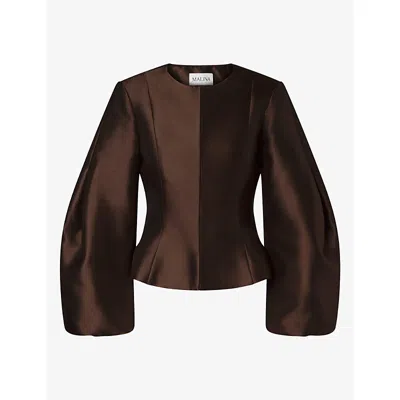 Malina Womens Vendela Balloon-sleeve Woven Blouse Dark Brown