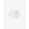 Malina Womens Estela Broderie-anglaise Short-sleeve Linen-blend Blouse White