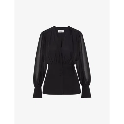 Malina Womens  Wilhelmina V-neck Chiffon Blouse In Black