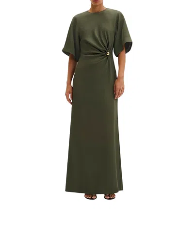 Malina Zilla Brooch Detailed Maxi Dress In Green