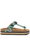 Maliparmi 30mm Beaded Platform Sandals In Green