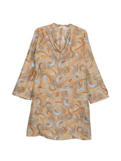 Maliparmi Silk Dress With Abstract Print In Brown