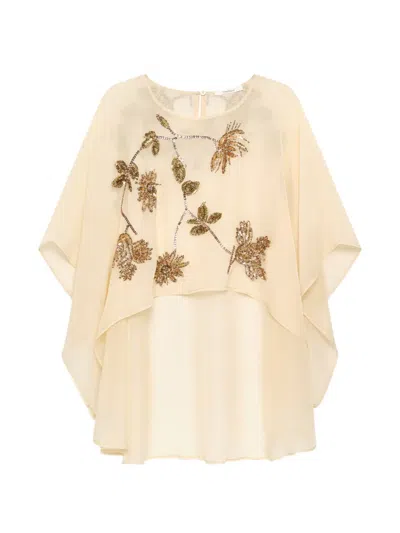 Maliparmi Beaded Embroidered Cape In Orange