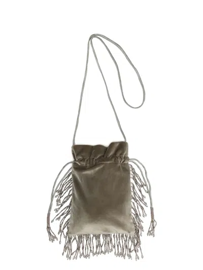 Maliparmi Beaded Fringe Cross Body Bag In Neutral