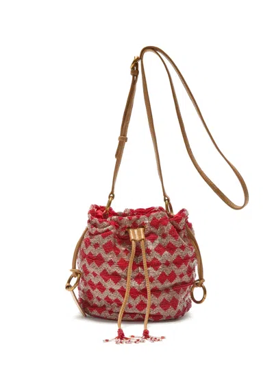 Maliparmi Bead-embellished Geometric-pattern Bucket Bag In Red