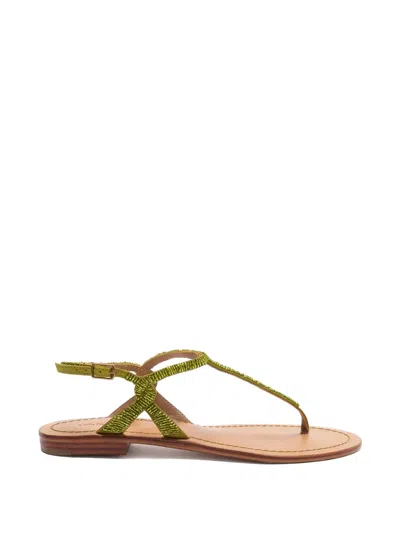 Maliparmi Bead-embroidered Sandals In Green