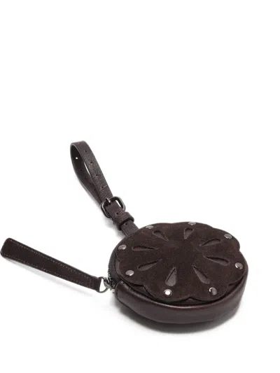Maliparmi Bloom Cut-out Leather Pouch In Black