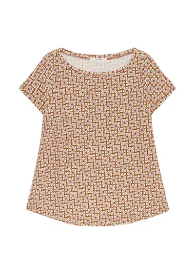 Maliparmi Boat Neck Geometric Print T-shirt In Brown