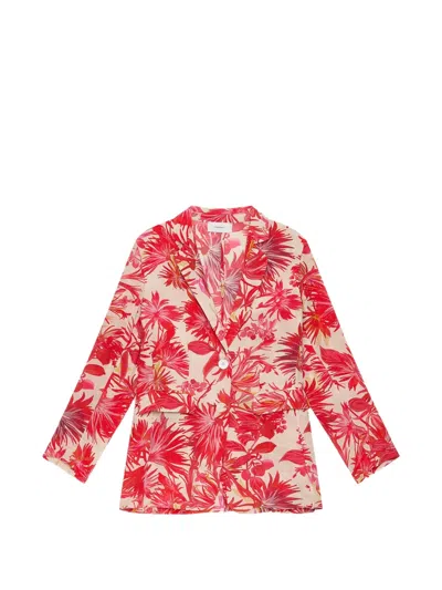 Maliparmi Botanical Jungle Blazer In Red