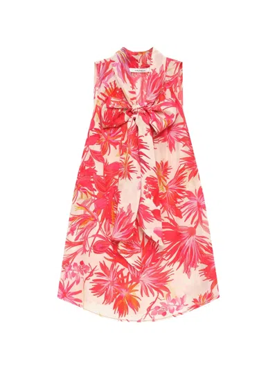 Maliparmi Botanical Jungle Floral-print Pussy-bow Top In Red