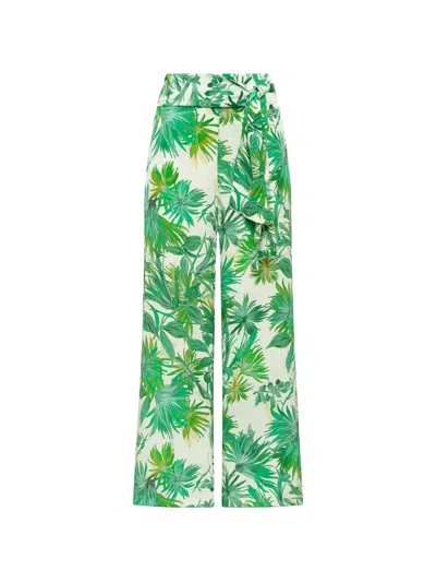 Maliparmi Botanical Jungle Floral-print Trousers In Green