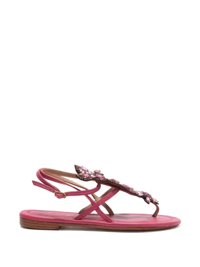 Maliparmi Butterfly-embroidered Rhinestone-embellished Sandals In Pink