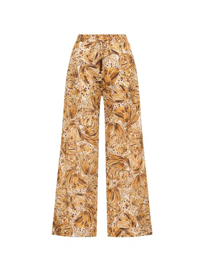 Maliparmi Butterfly-print Trousers In Gold
