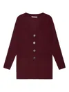 Maliparmi Button Patch Pocket Cardigan In Burgundy