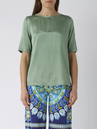 Maliparmi Camicia Silk Satin Shirt In Verde Acqua