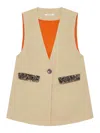 Maliparmi Sequin-embellished V-neck Waistcoat In Neutral