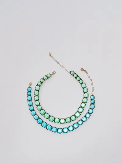 Maliparmi Collana Shiny Crystal Necklace In Verde-azzurro