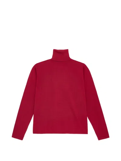 Maliparmi Colors Of The World Embroidered Wool Turtleneck Sweater In Burgundy