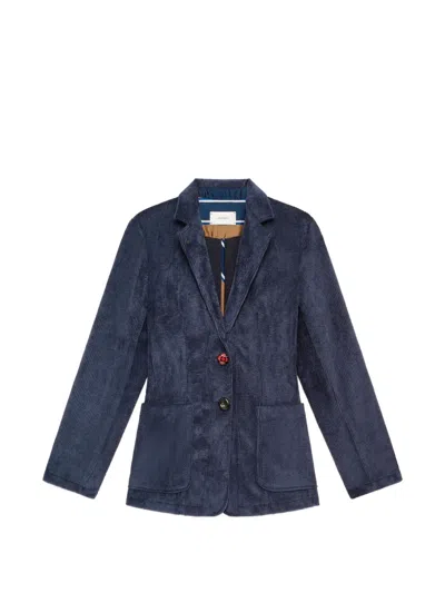 Maliparmi Corduroy Velvet Blazer In Blue